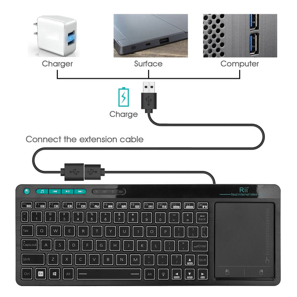 Teclado Multimídia sem fio Rii K18 - para PC / MAC / LINUX / TV BOX COM ANDROID